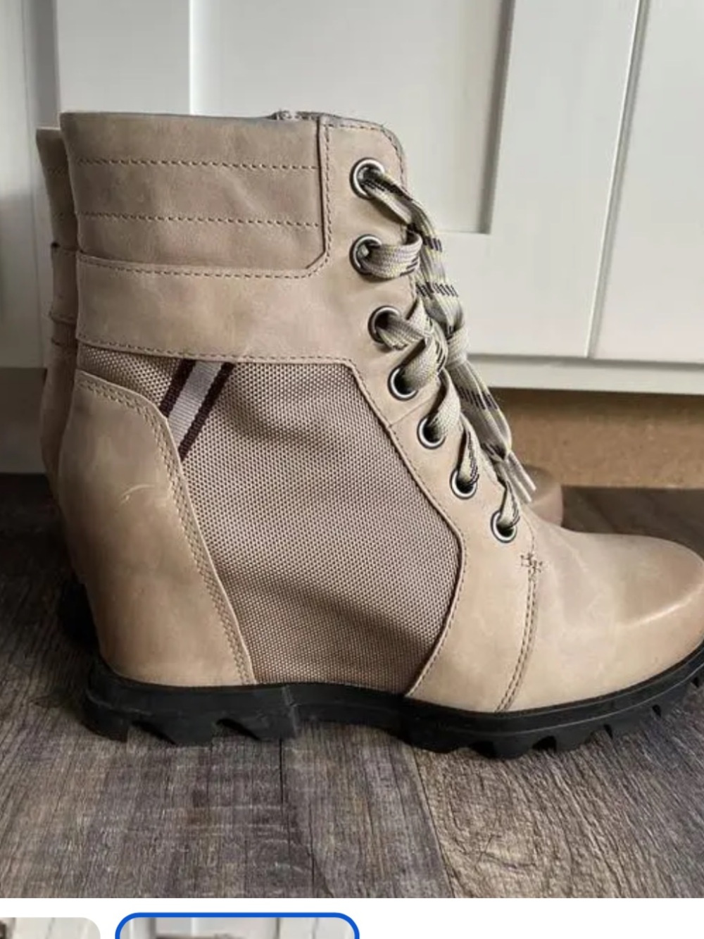 Sorel Lexie Joan Of Arctic Khaki ll Water Proof Lace-Up Ankle Boots Size 7. - Picture 3 of 4